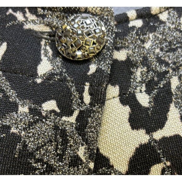 St. John Black & Silver Floral Print Sweater Set Size 10/L 2p - Picture 9 of 13